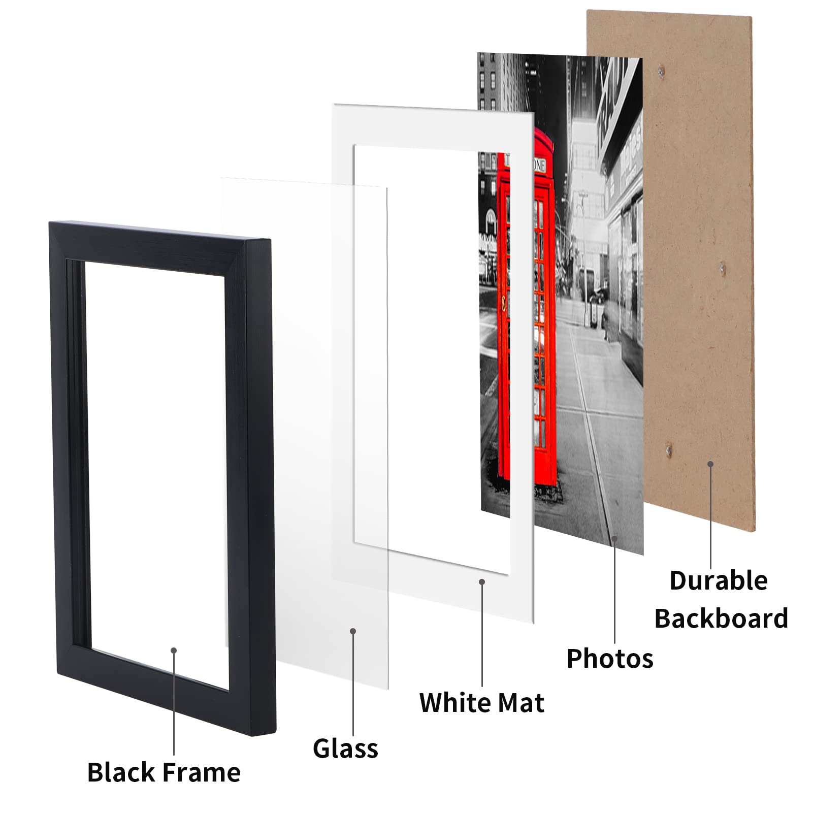 EYMPEU lot 9 cadres photo 10x15 cm noirs passe-partout verre