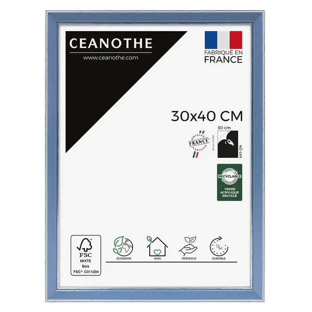 Ceanothe Vittoria cadre photo 30x40 cm bleu bois massif