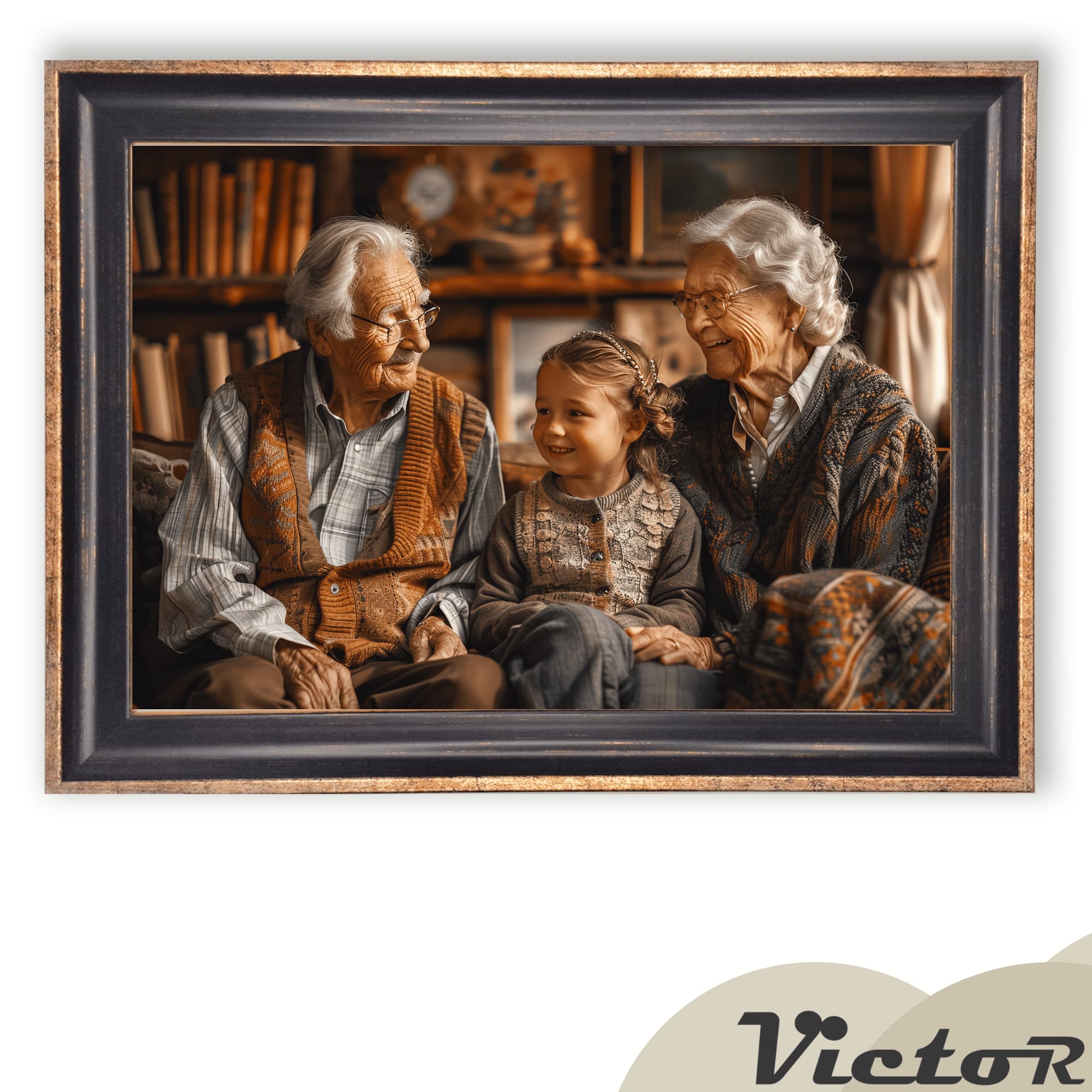 Victor Pablo cadre photo A4 21x30 cm noir or vintage