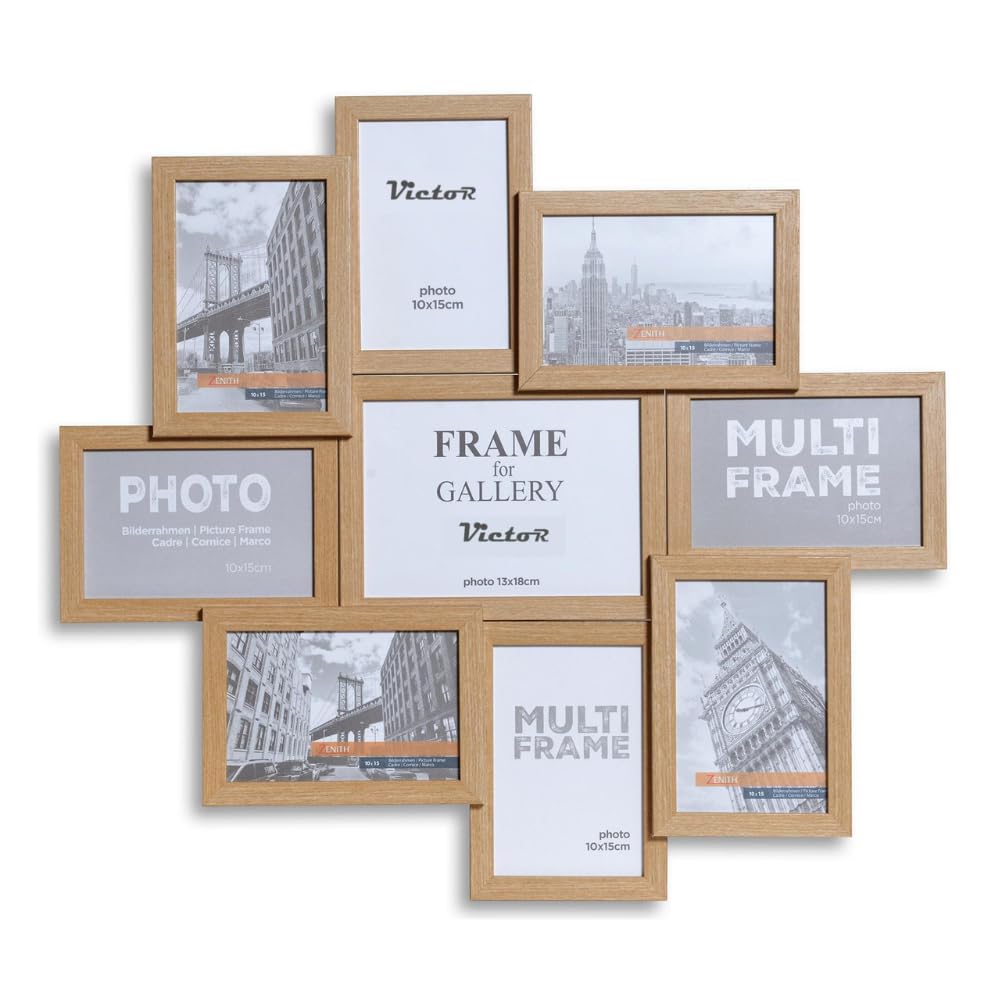 Victor cadre photo collage bois beige 9 photos 10x15