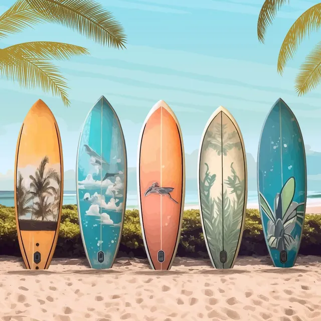 Ceanothe Planches de Surf tableau verre synthétique 90x90 cm
