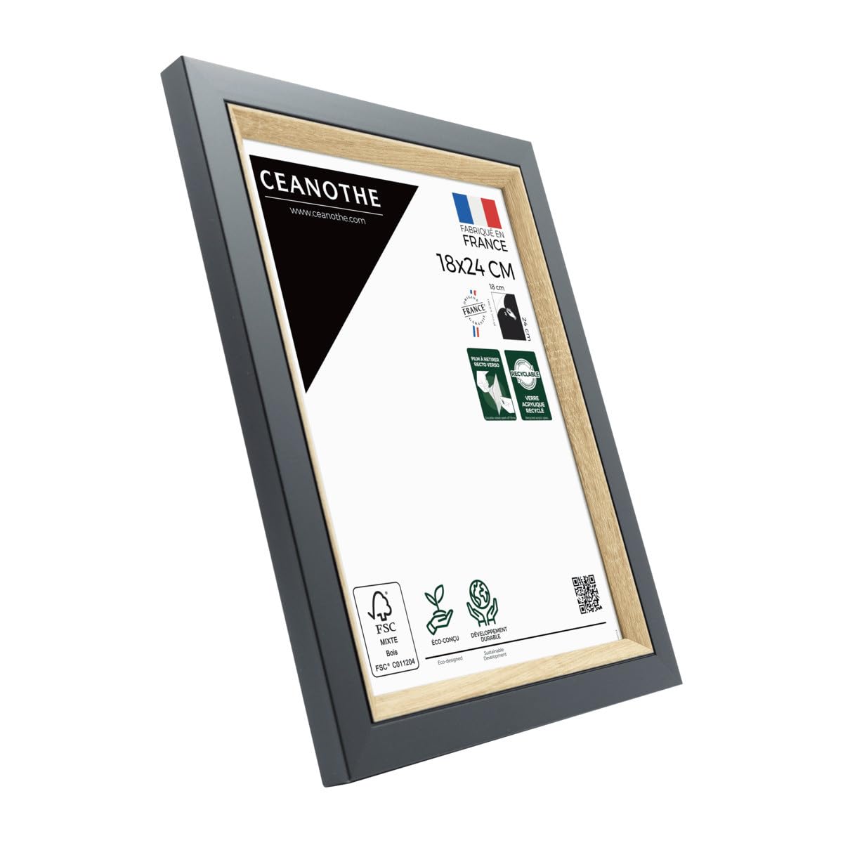 Ceanothe Actual 18x24 cadre photo noir et bois incassable