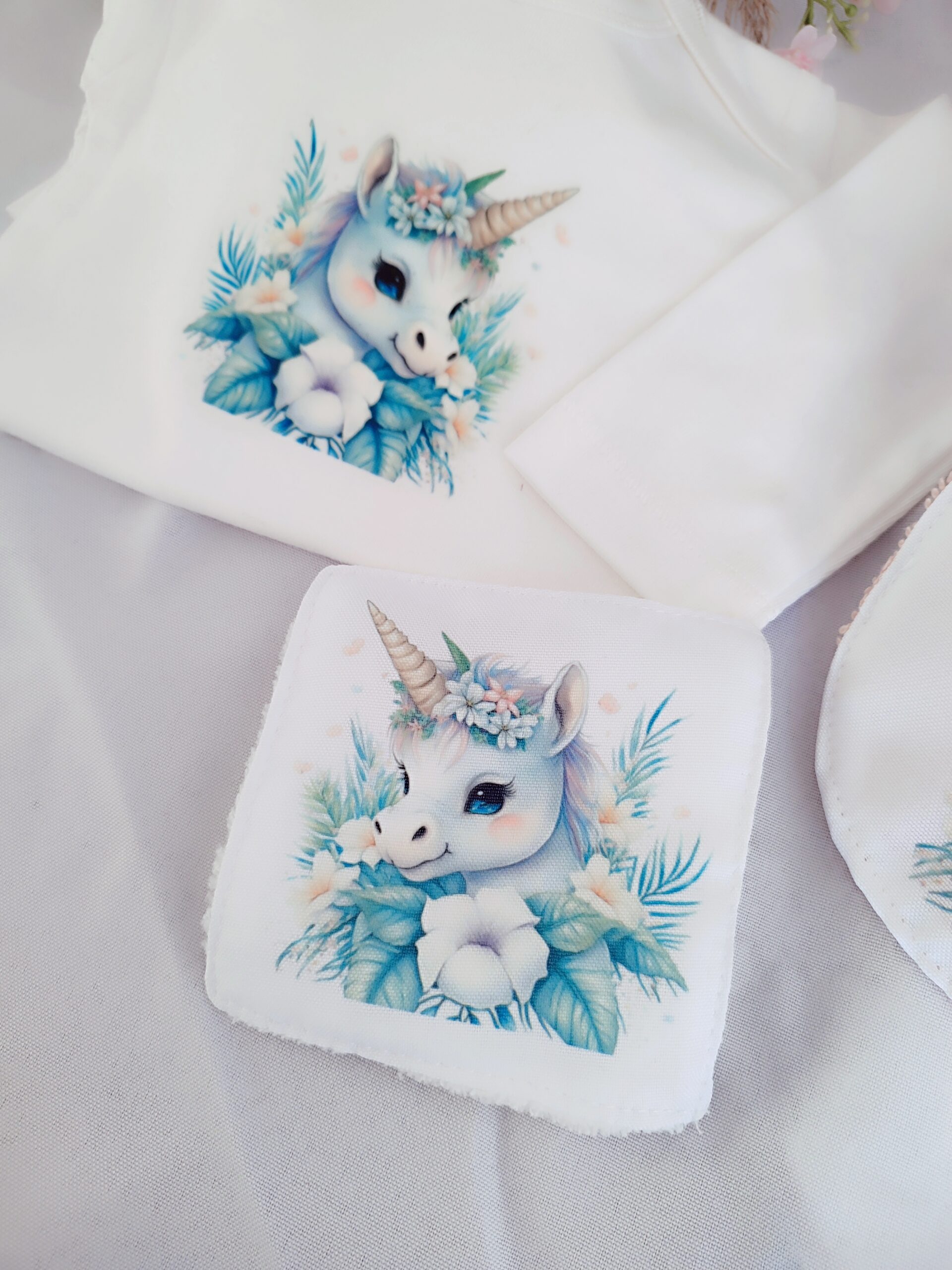 Creat’Angel Coffret Naissance Licorne Body Bavoir Prénom