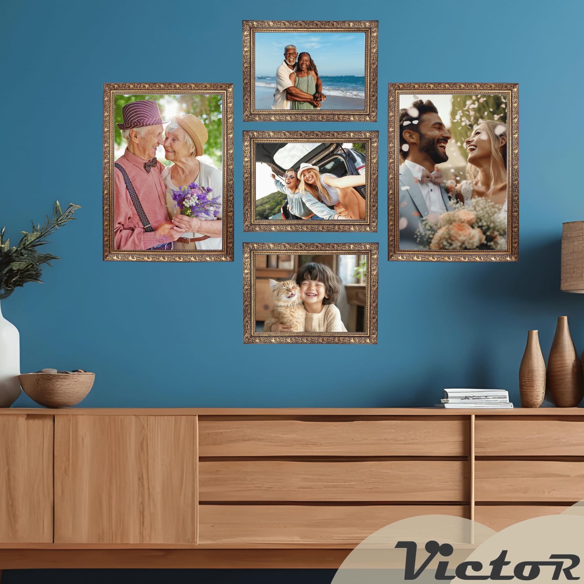 Victor Vinci cadre photo or marron 13x18 cm baroque