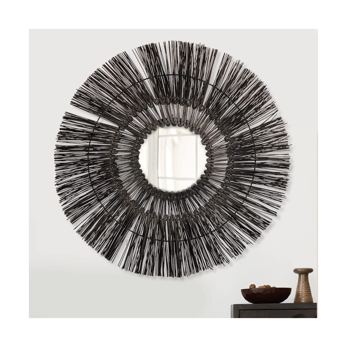 Brio Lodge miroir rond 76 cm bambou noir