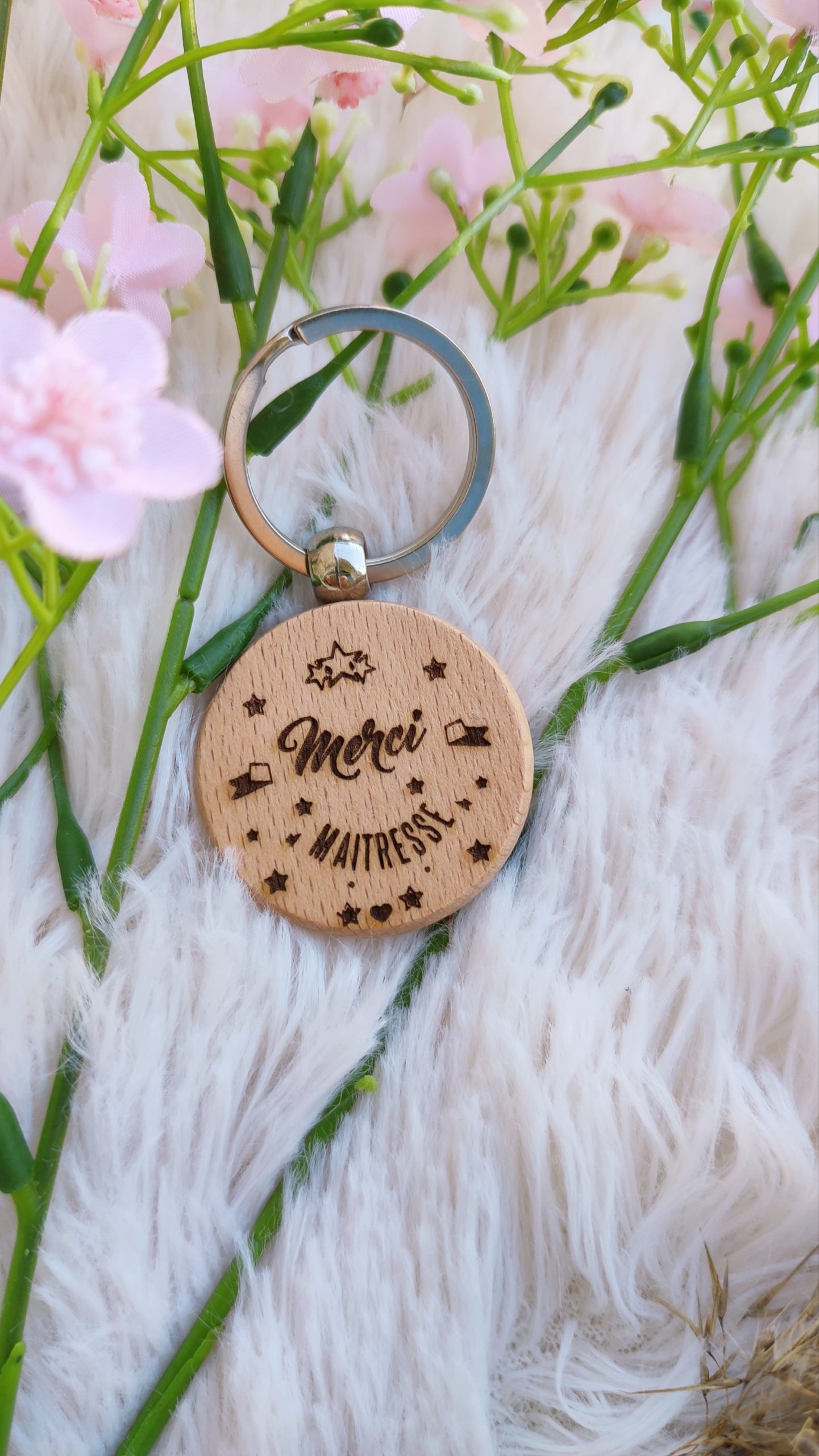 Creat’Angel Porte-clés bois personnalisable rond 40 mm