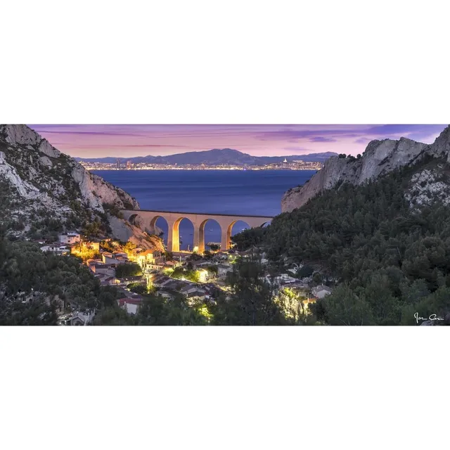 Ceanothe calanque Vesse nuit tableau verre synthétique 65x145 cm