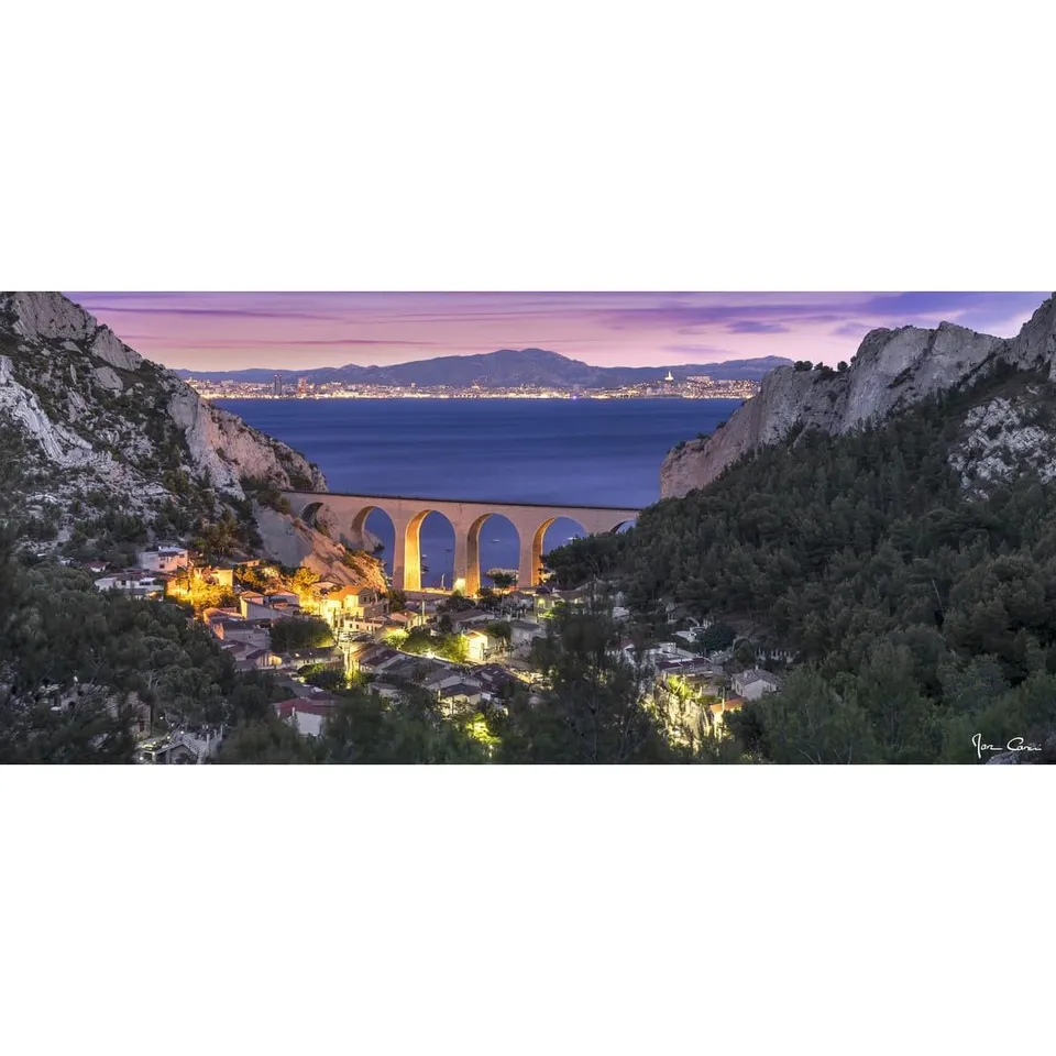 Ceanothe calanque Vesse nuit tableau verre synthétique 65x145 cm