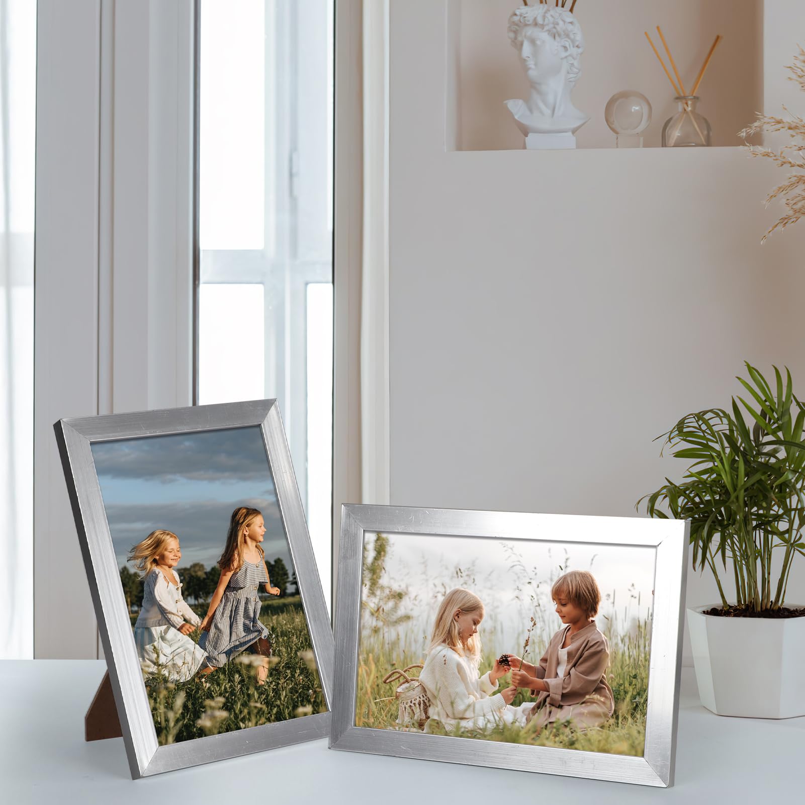 EYMPEU lot 18 cadres photo 10x15 cm argenté PVC mur
