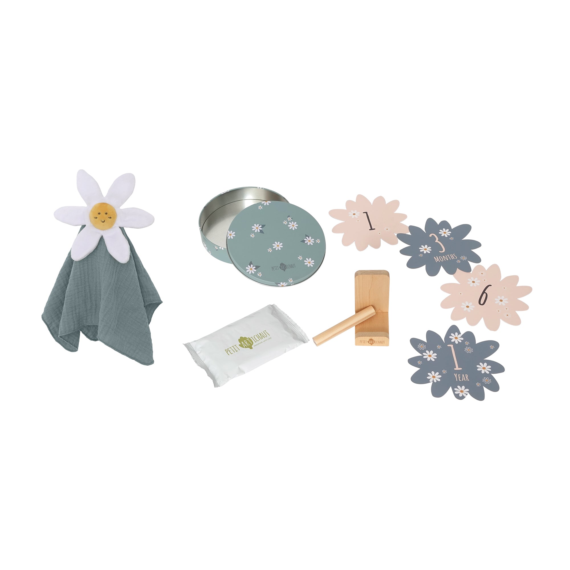 Petit Artichaut Daisy Blue coffret naissance marguerite bleu