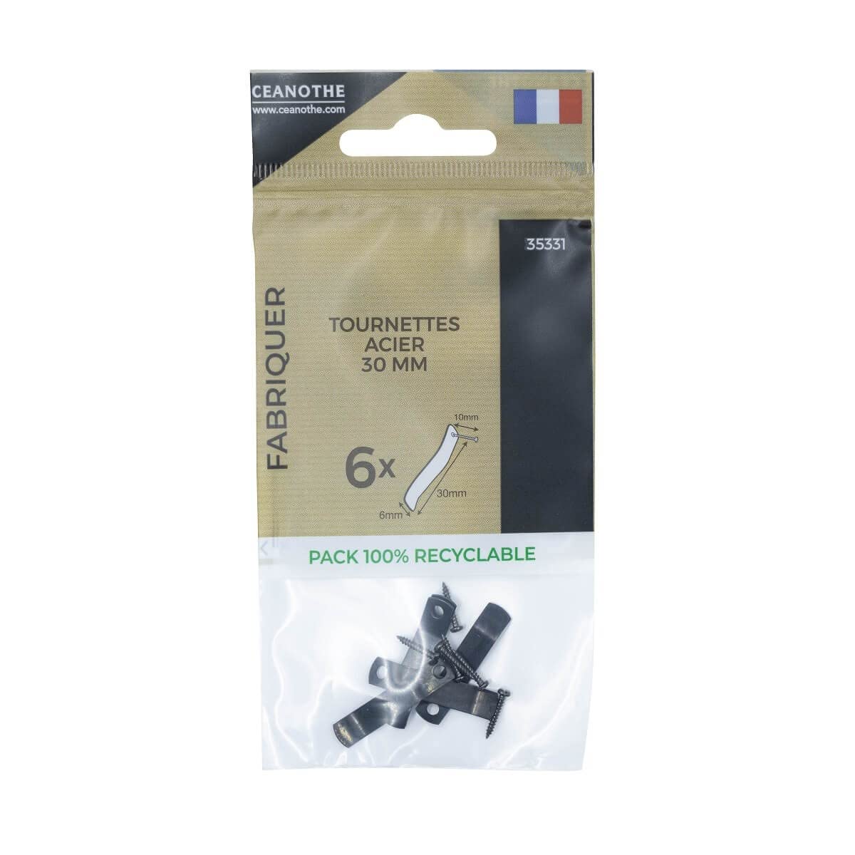 Ceanothe tournettes à visser acier 30 mm lot de 6