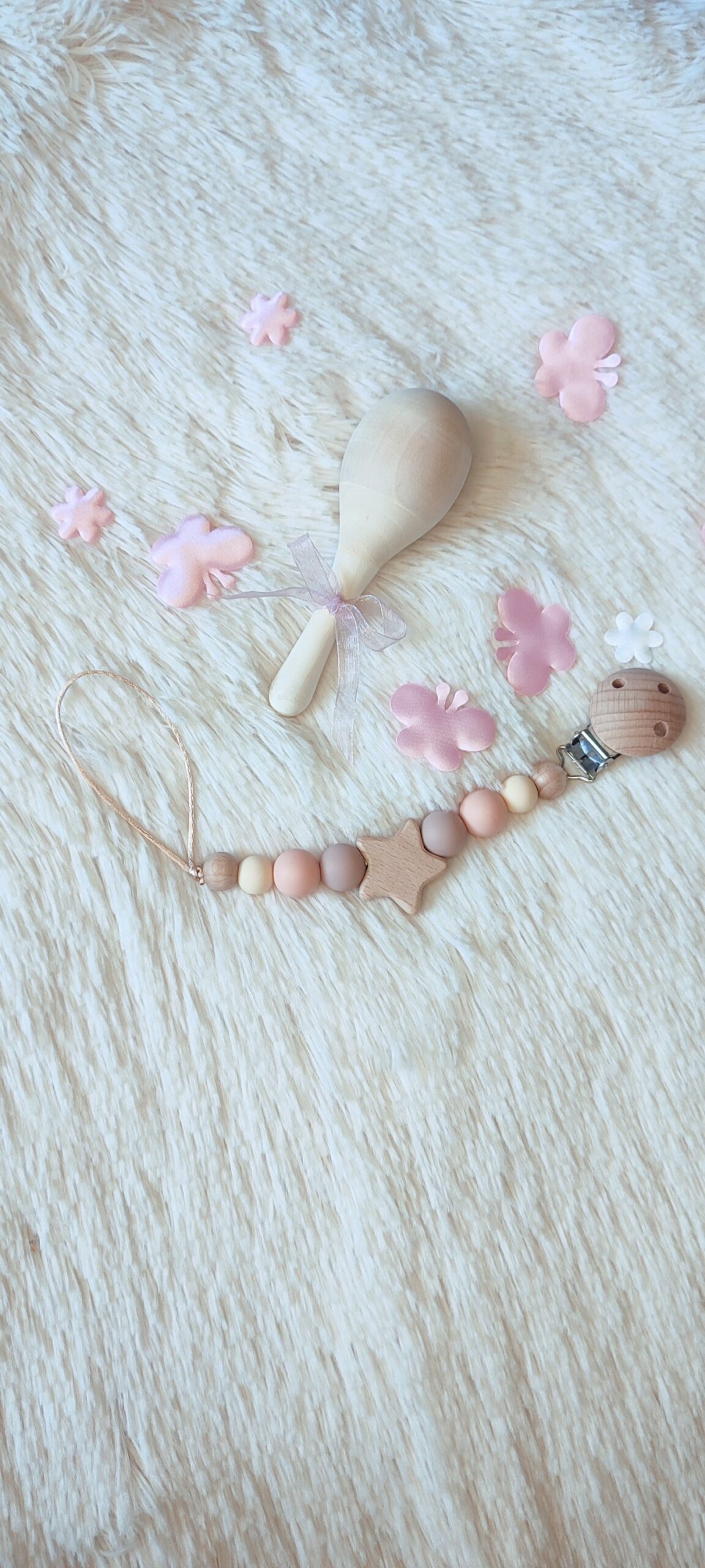 Creat’Angel hochet bébé bois gravé prénom 11 cm