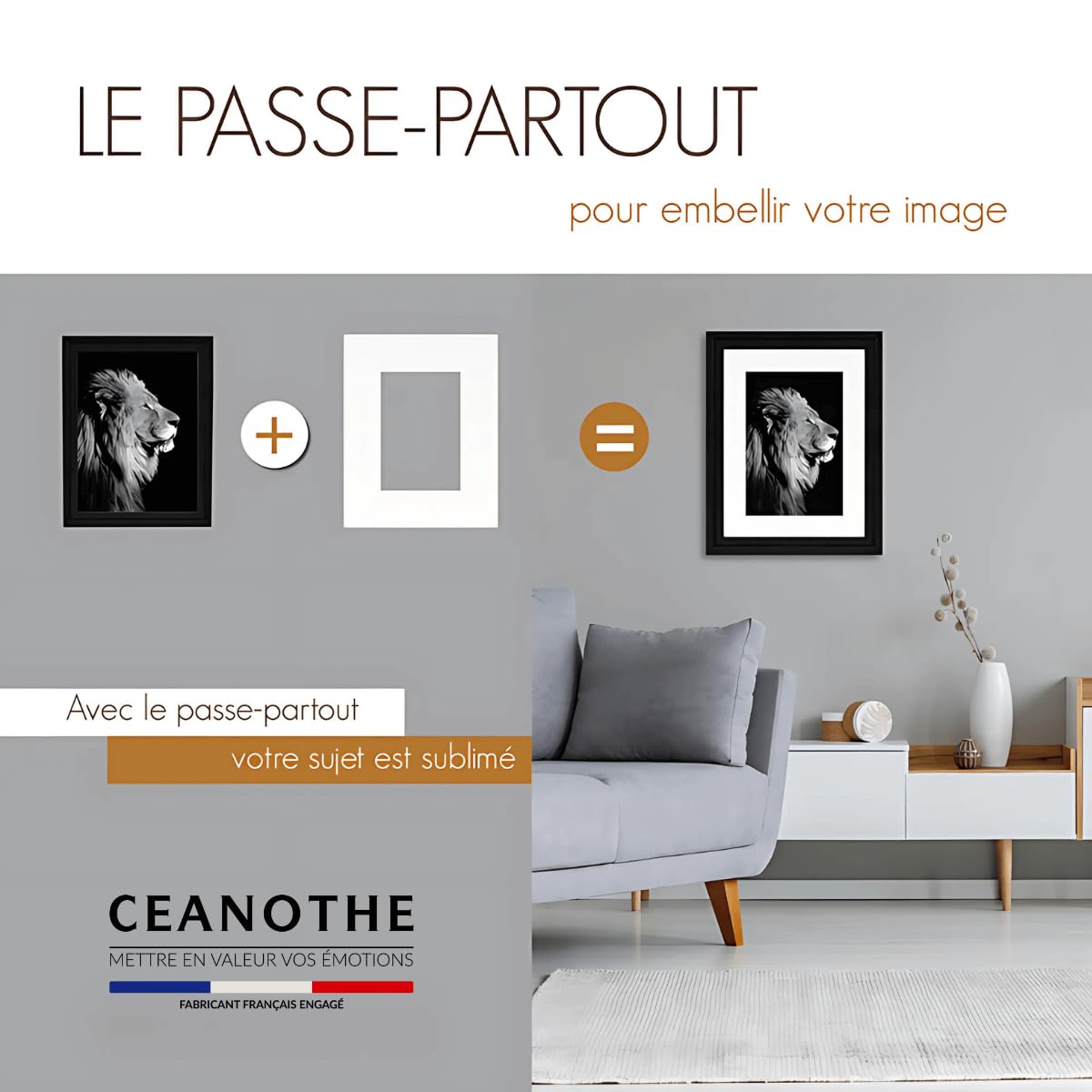 Ceanothe Brio passe-partout 30x40 cm 24x30 blanc cassé carton