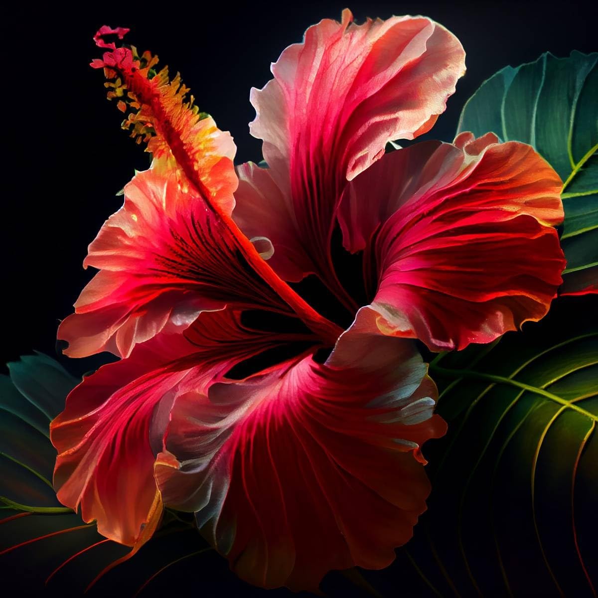 Ceanothe Hibiscus tableau toile 45x45 cm mat