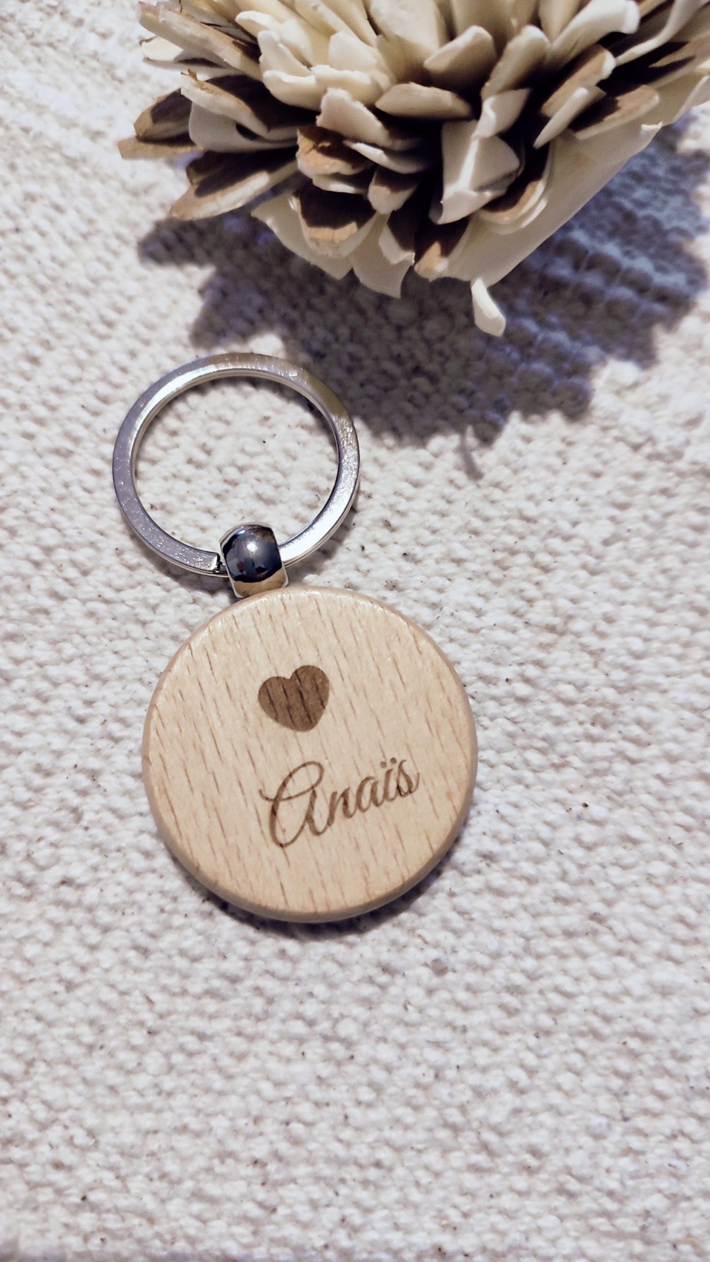 Creat’Angel Porte-clés bois personnalisable rond 40 mm