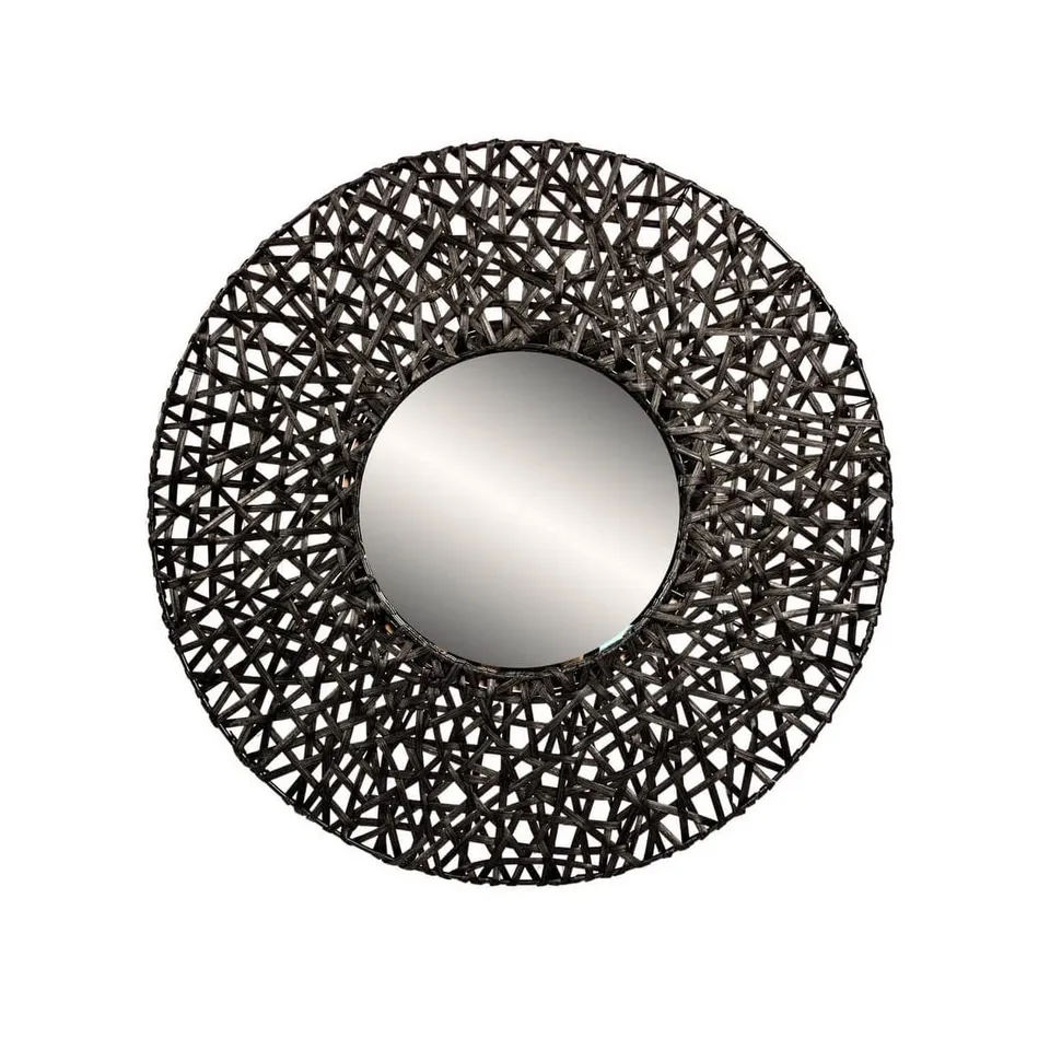 Brio Pretoria miroir rond 55 cm bois massif noir
