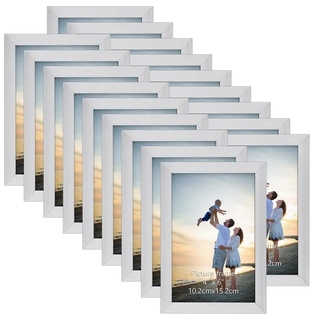EYMPEU lot 18 cadres photo 10x15 cm argenté PVC mur