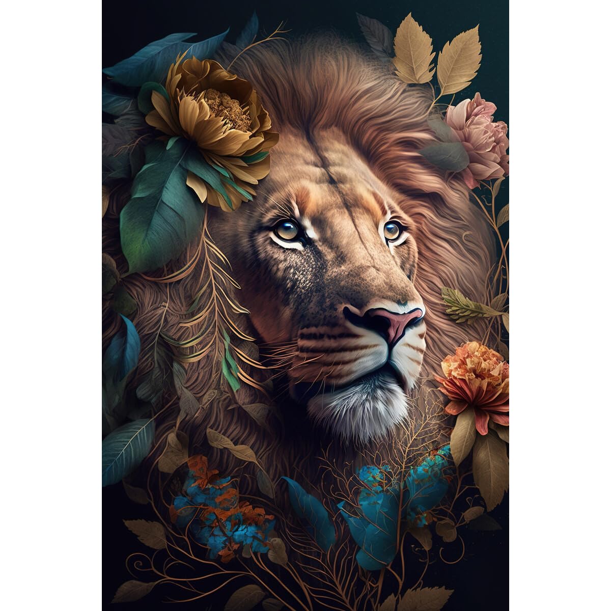 Ceanothe lion roi fleuri tableau toile 45x65 cm HD