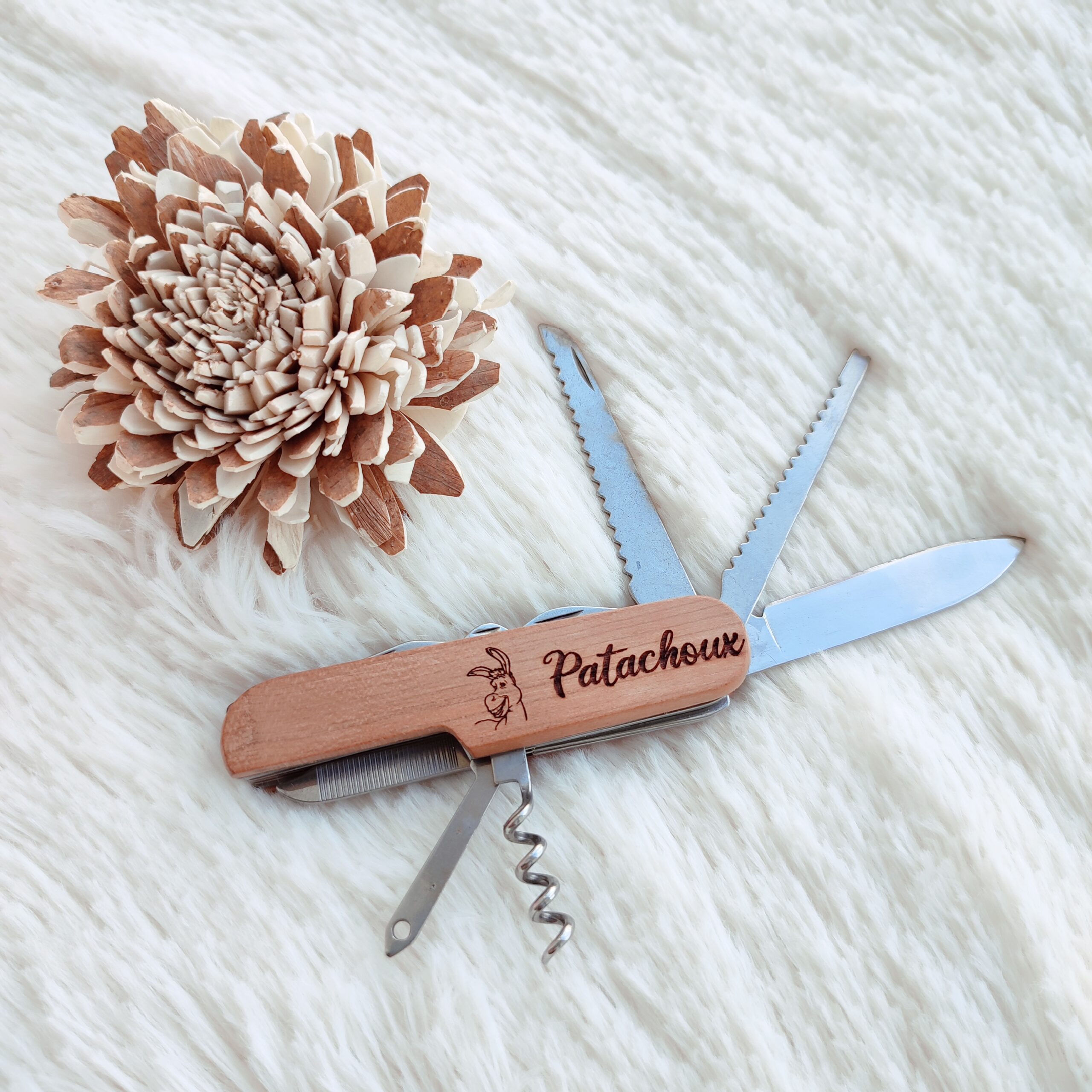 Creat’Angel couteau suisse couteau poche bois prénom