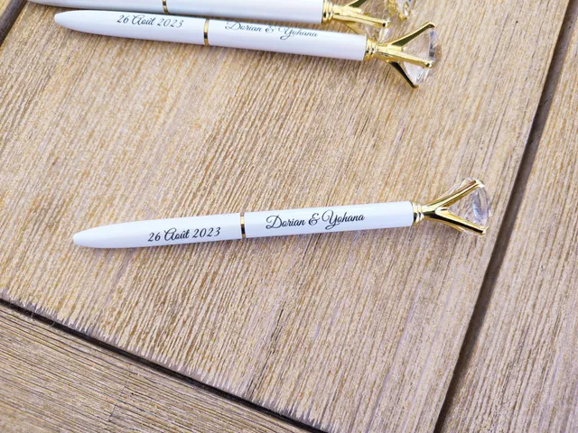 Creat'Angel Stylo Diamant Or Rosé Personnalisé Cristal