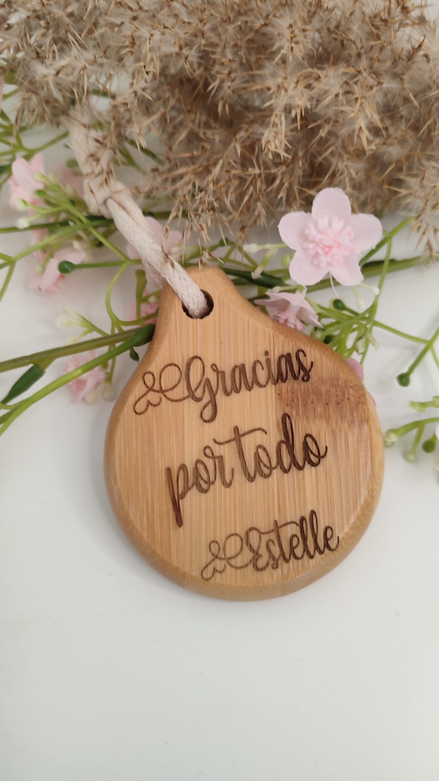 Creat’Angel miroir de poche bois bambou 8,5 cm