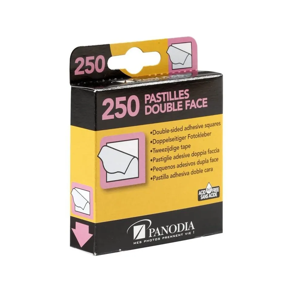 Panodia boîte 250 coins adhésifs double-face transparent