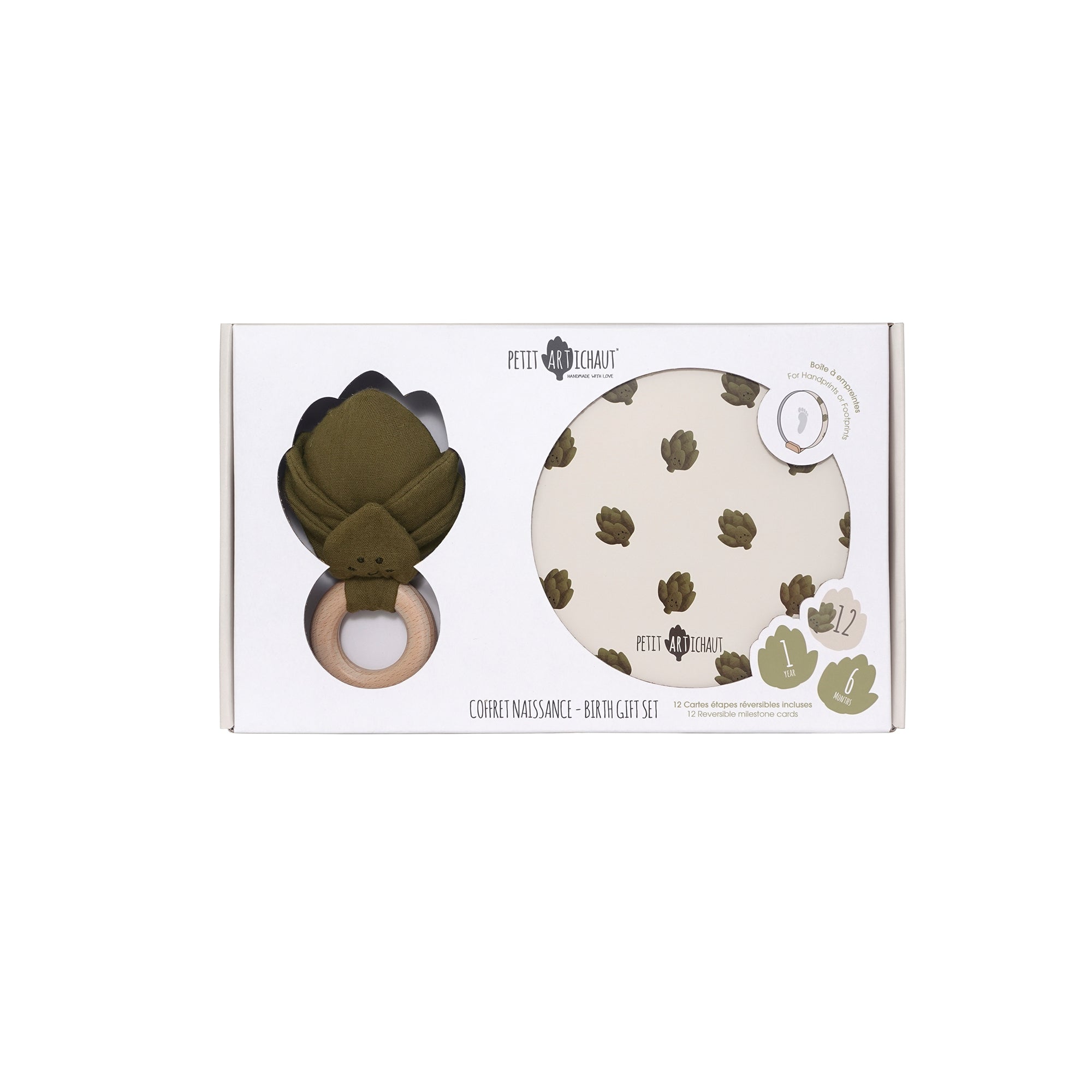 Petit Artichaut coffret naissance Baby Box hochet cartes