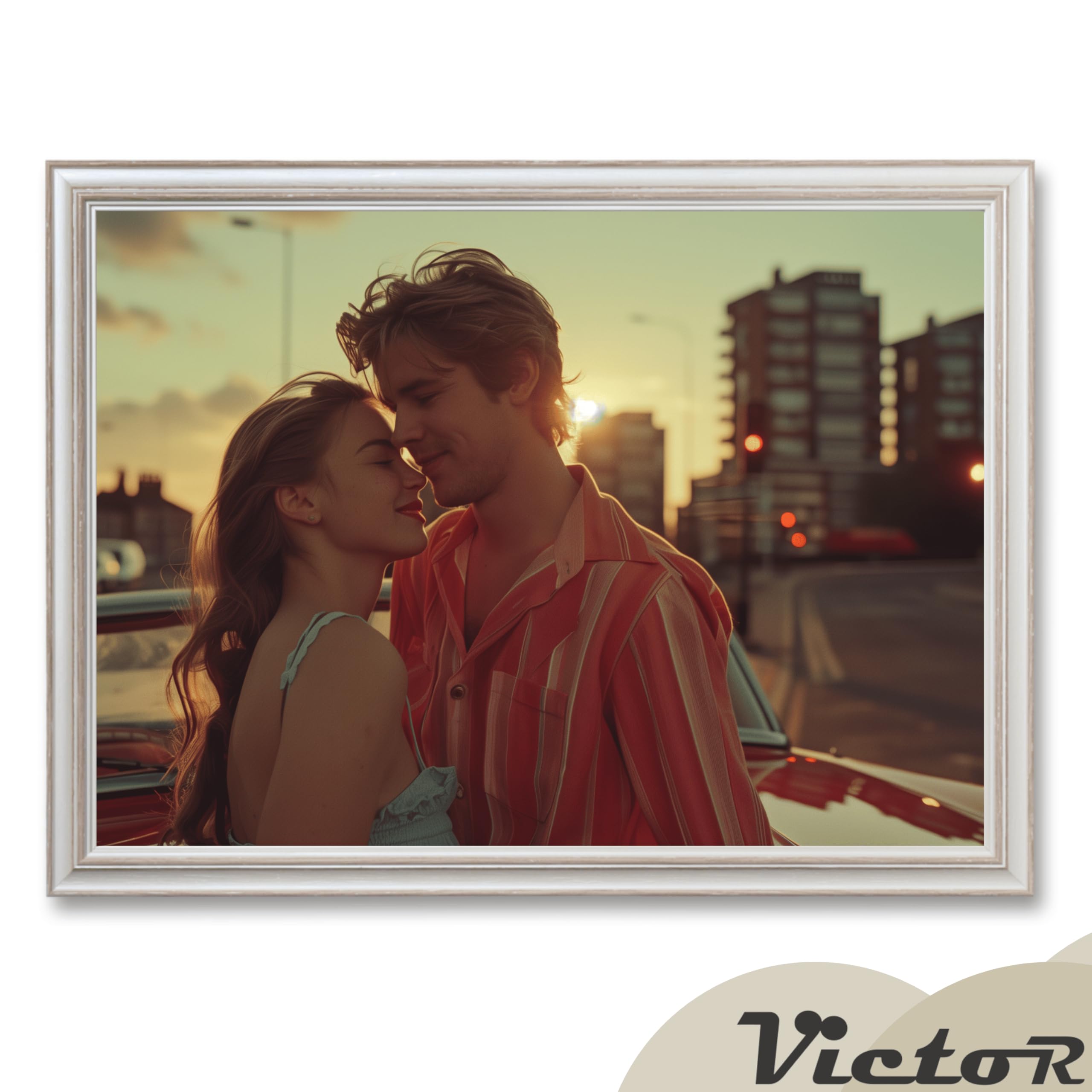 Victor Turner cadre photo beige 50x70 cm vintage