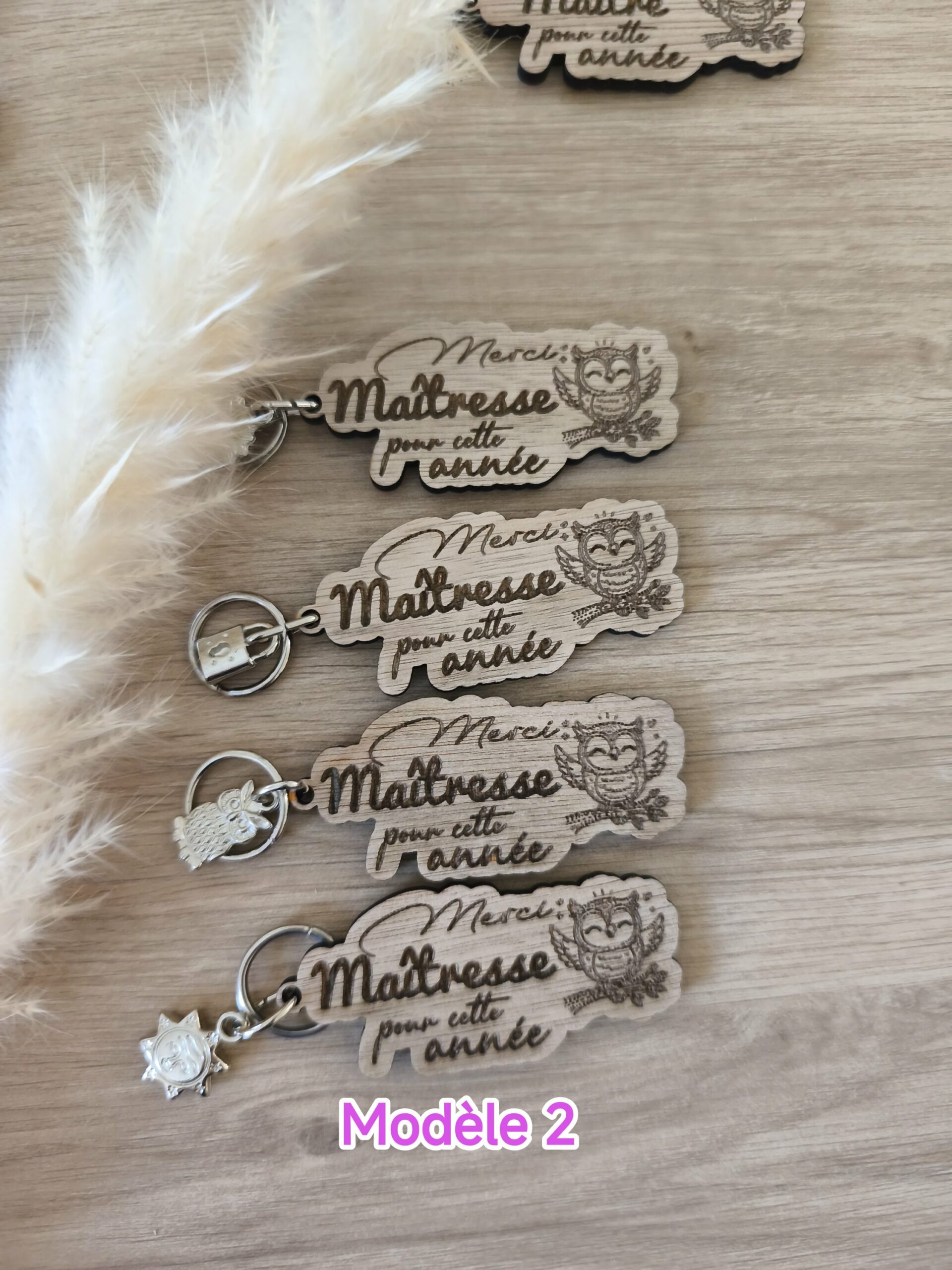 Creat'Angel Porte-clés Bois Fin d'Année Arc-en-ciel Chouette