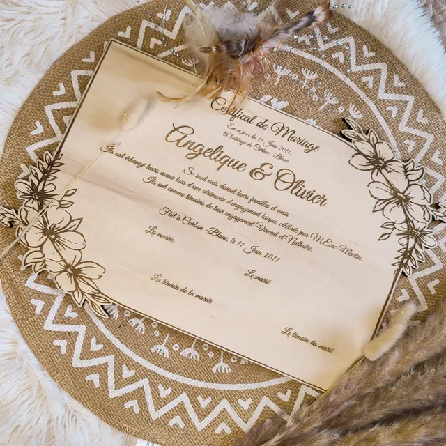 Creat’Angel Certificat Cérémonie Laïque bois 30 cm champêtre