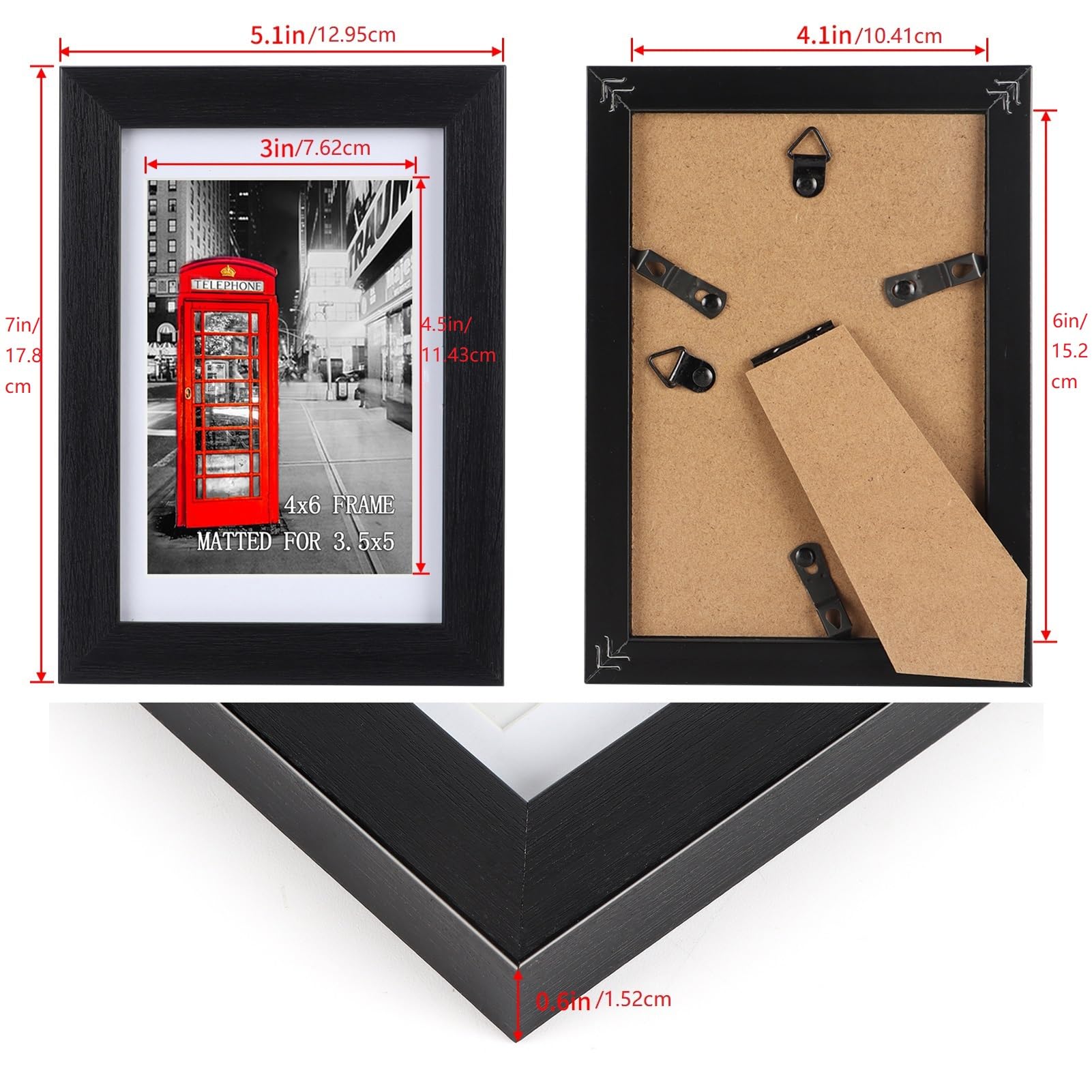 EYMPEU lot 9 cadres photo 10x15 cm noirs passe-partout verre