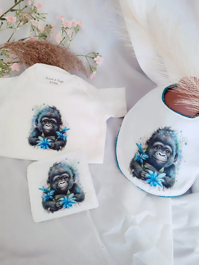 Creat’Angel coffret naissance gorille body bavoir 0-3 mois