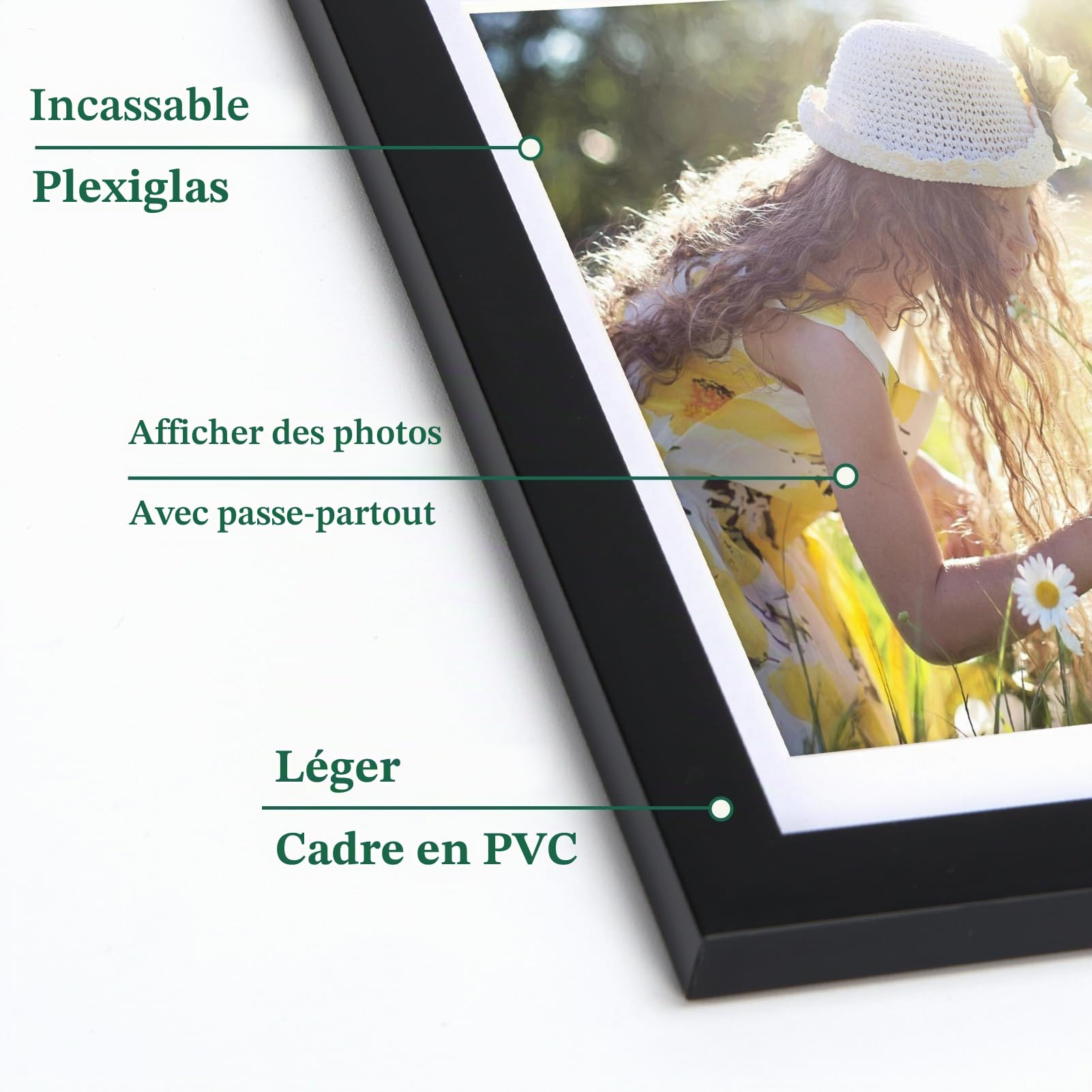 EYMPEU cadre photo noir 10x15 cm PVC passe-partout double format