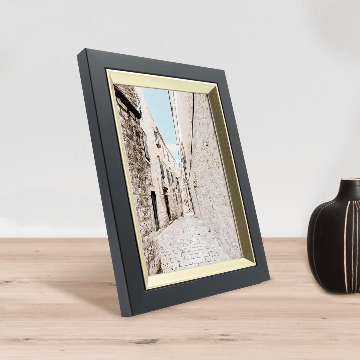 Ceanothe Actual 13x18 cm cadre photo noir et doré chic