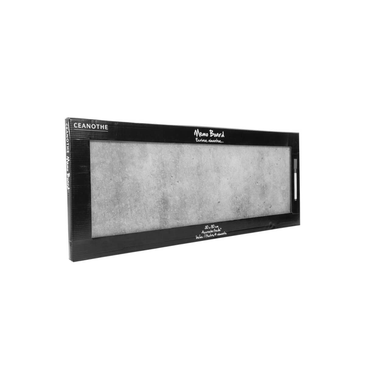 Ceanothe Tableau Mémo verre gris magnétique 30x80 cm