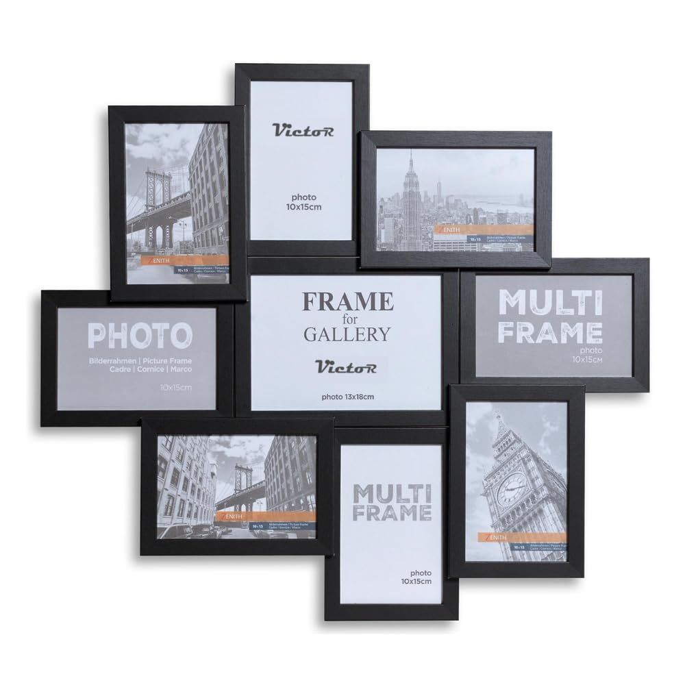 Victor collage 9 photos cadre photo noir 10x15 13x18 cm