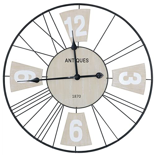 Ceanothe Chester 60 cm horloge murale noir et bois silencieuse