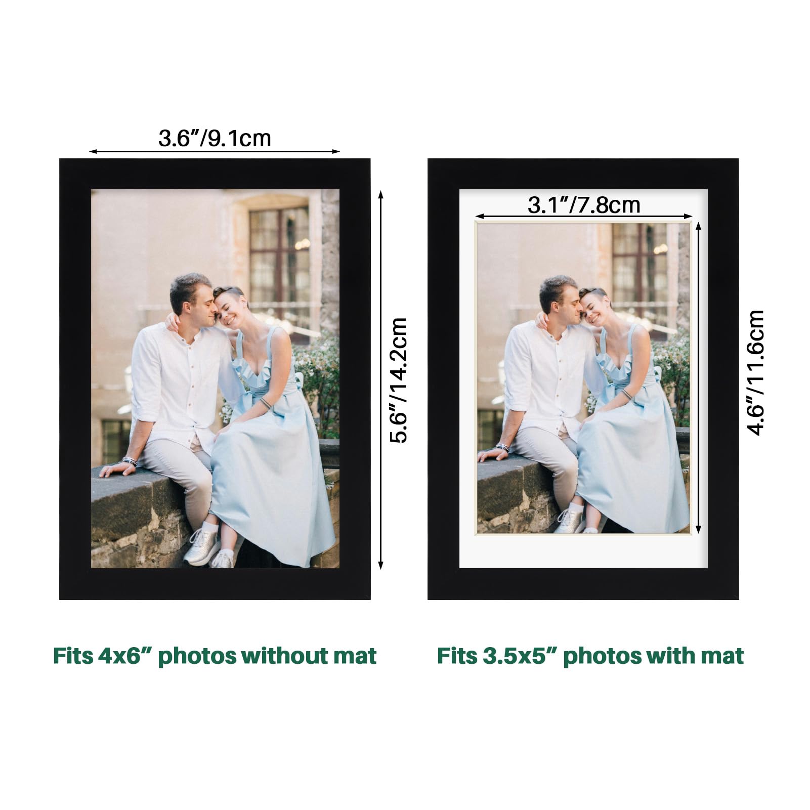 EYMPEU cadre photo noir 10x15 cm PVC passe-partout double format