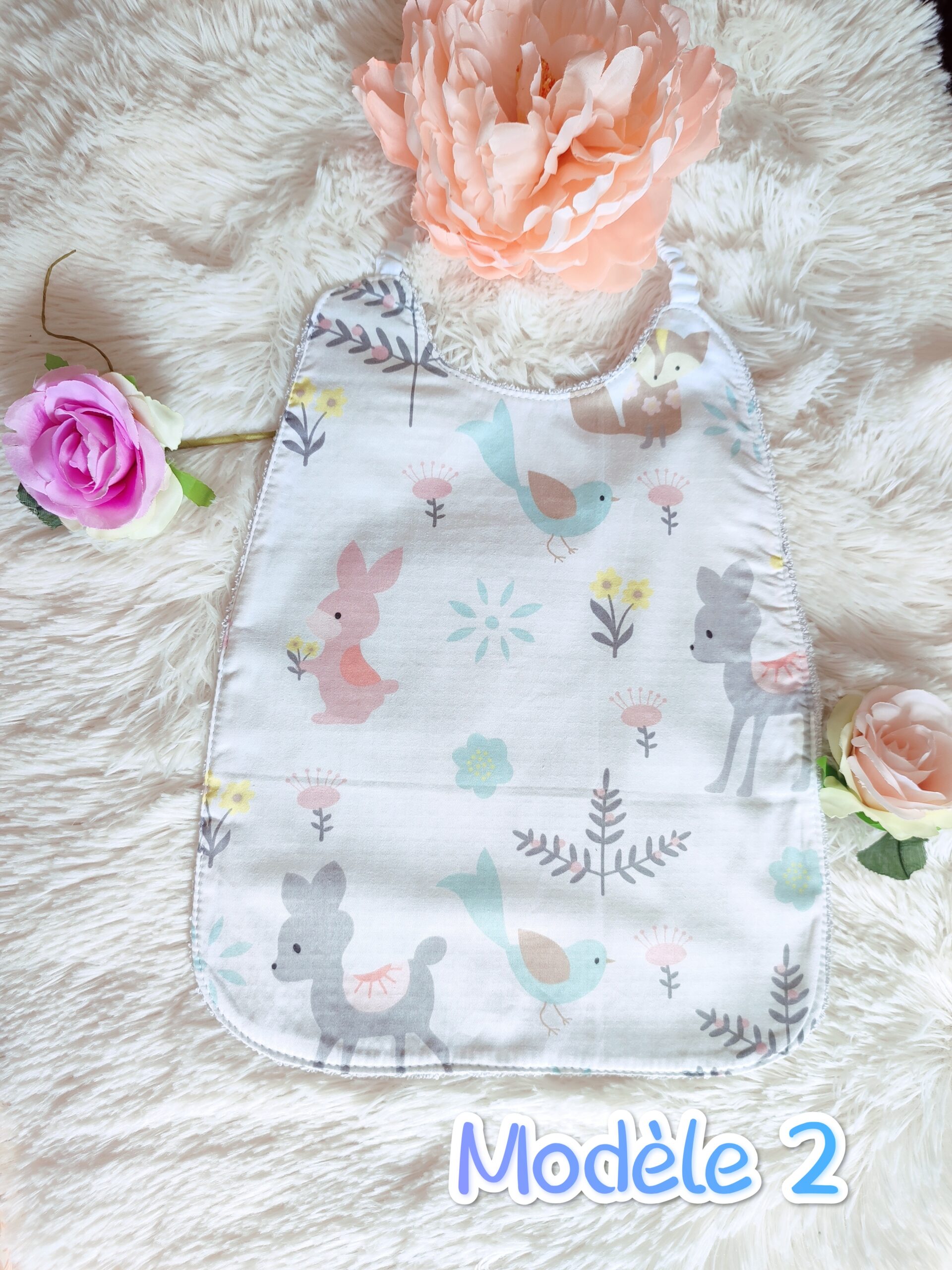 Creat'Angel Serviette Cantine Enfant Élastique Coton Prénom