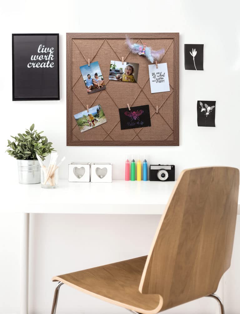 walther design XR060P tableau mémo marron 60x60 cm 6 clips