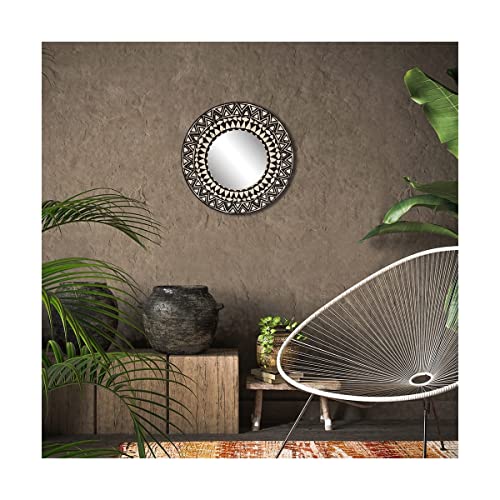 Ceanothe Brio miroir rond noir 40 cm bois