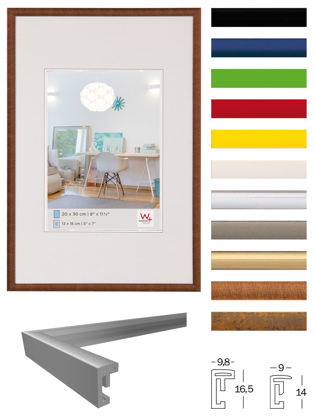 walther design New Lifestyle KV030I cadre photo jaune 20x30 cm