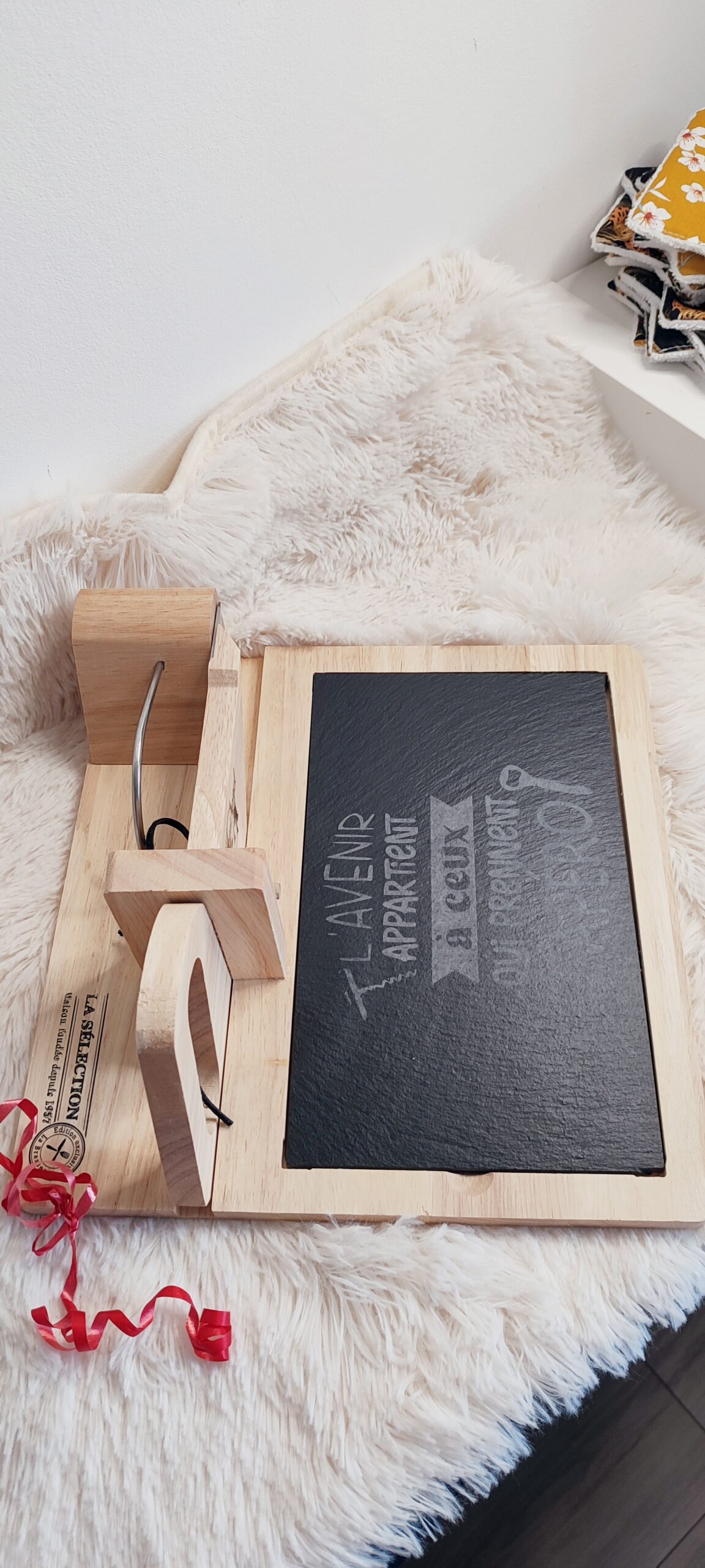 Creat'Angel trancheuse charcuterie ardoise bois