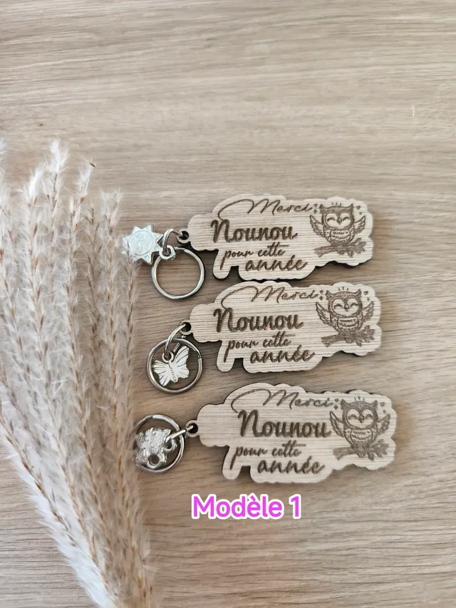 Creat'Angel Porte-clés Bois Fin d'Année Arc-en-ciel Chouette