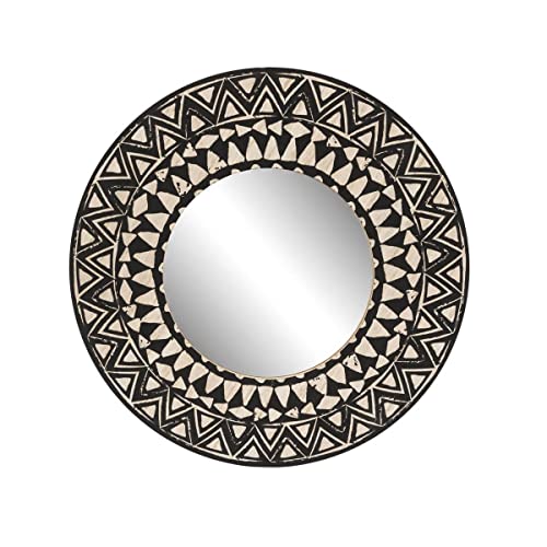 Ceanothe Brio miroir rond noir 40 cm bois