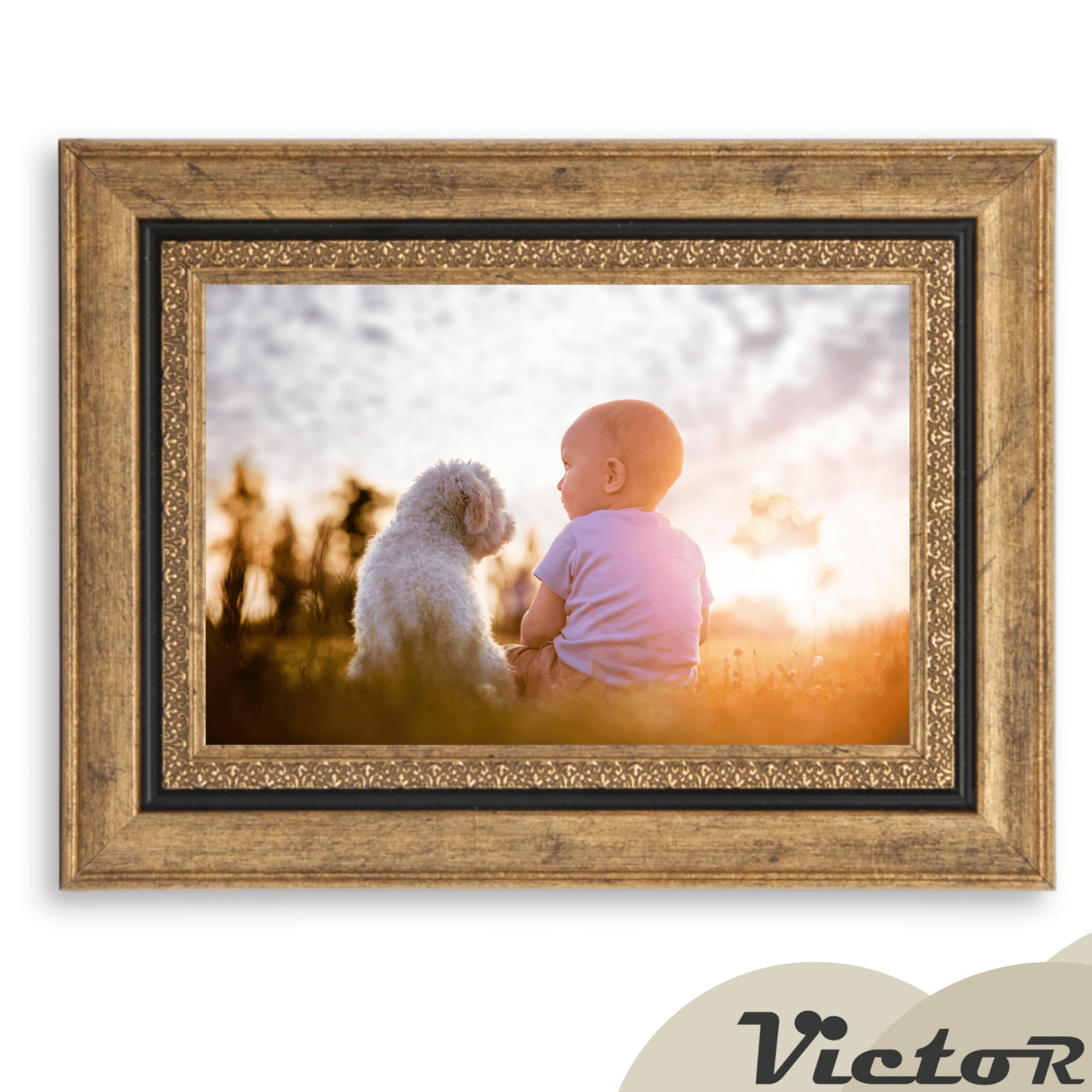 Victor Boho cadre photo or 10x15 cm effet bois
