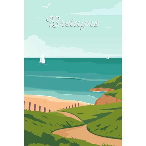 Ceanothe Bretagne tableau sur toile illustration 30x45 cm mer