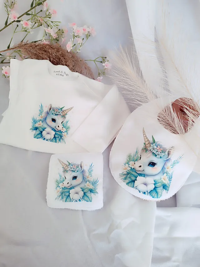 Creat’Angel Coffret Naissance Licorne Body Bavoir Prénom