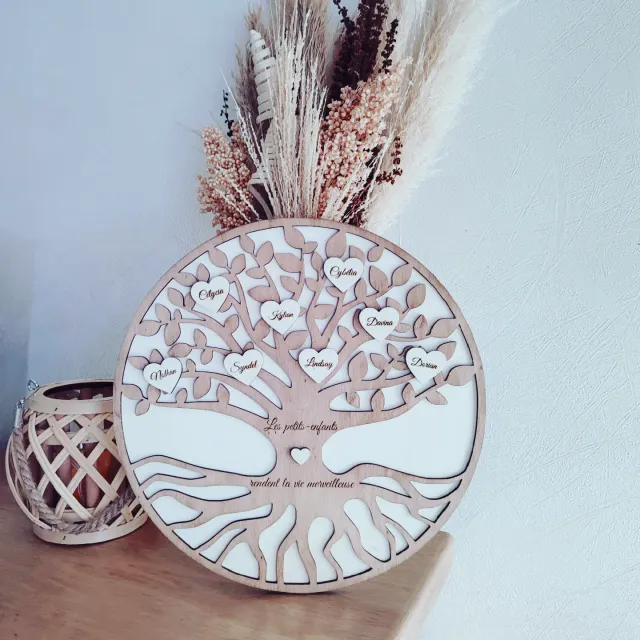 Creat’Angel arbre de vie personnalisé bois 30 cm 14 prénoms