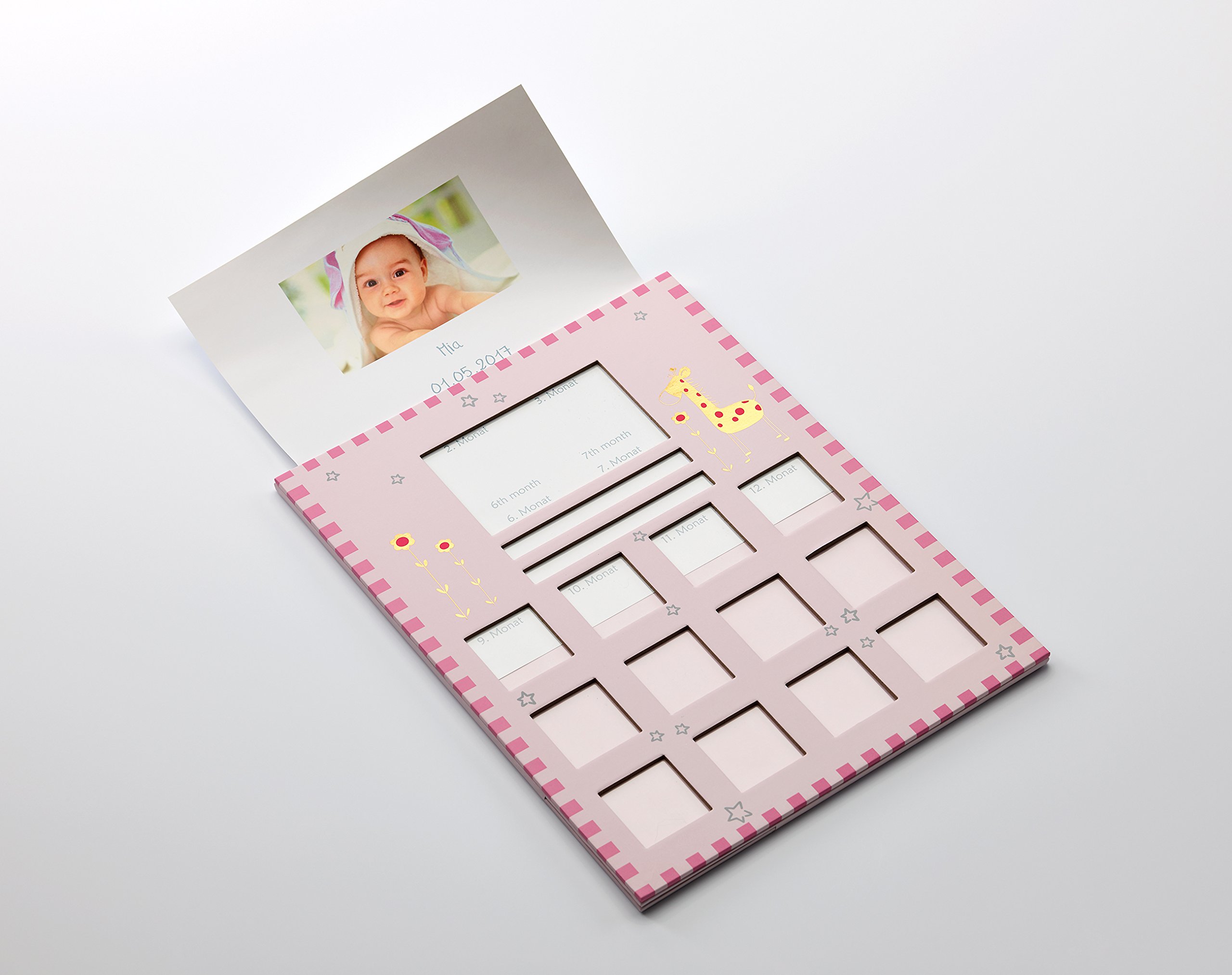 walther design Baby Animal BR148R cadre photo bébé rose girafe